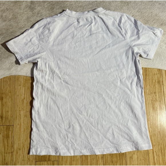 AMI Paris Unisex logo Silver Rhinestone Rare Logo Cotton T-shirt in White Size M - Picture 4 of 5